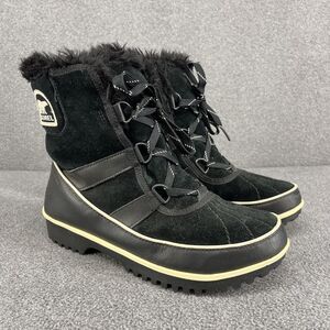 Sorel Winter Carnival Boots Womens Size 8 Black Faux Fur Waterproof Snow Warm
